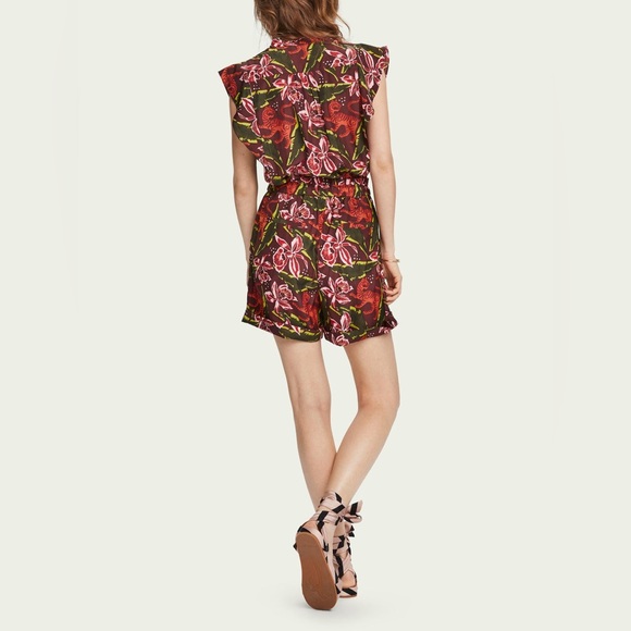 scotch and soda Floral Print Playsuit romper jumpsuit. Tiger tropical print sz L - Picture 4 of 17